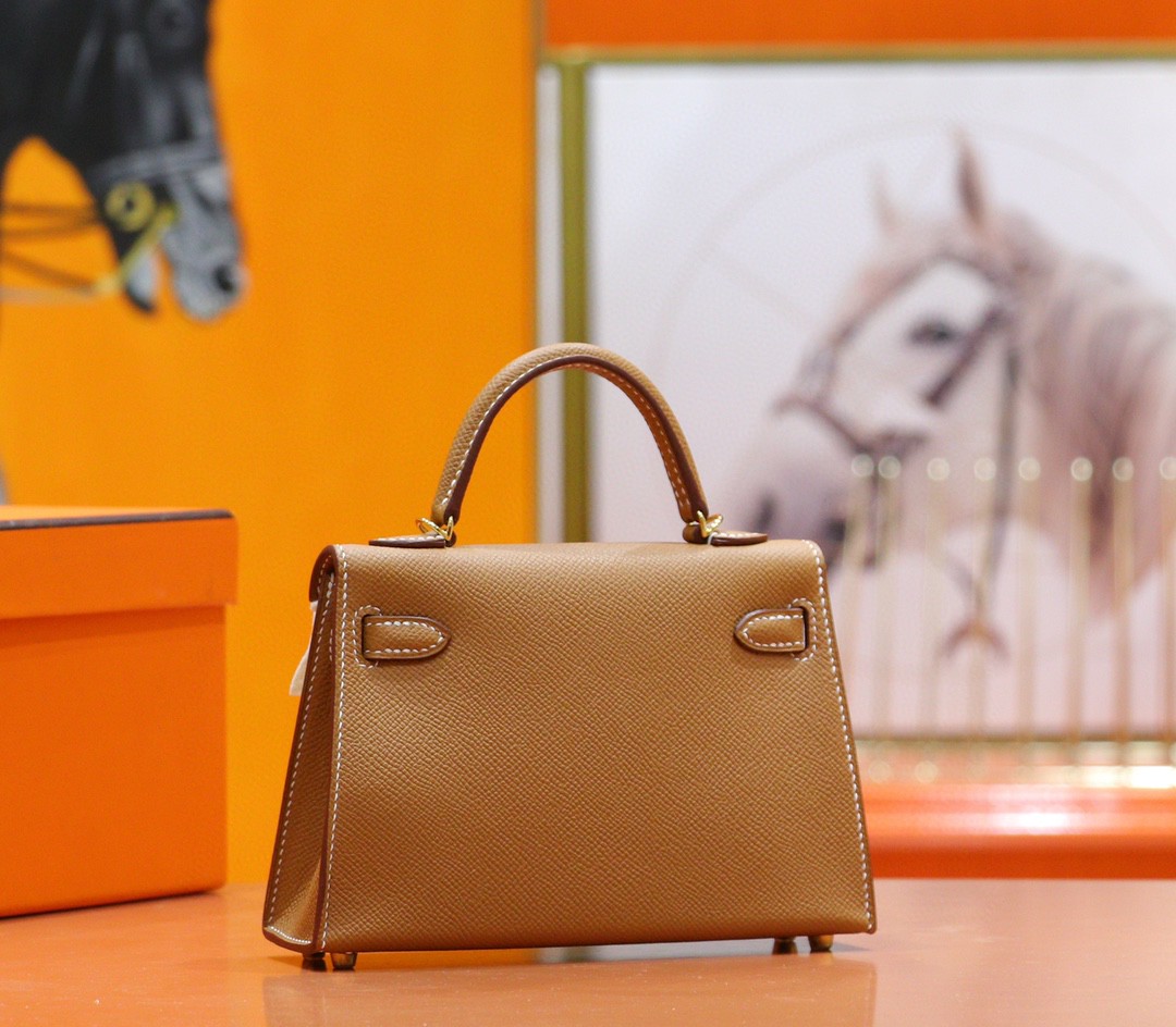 Hermès（爱马仕）Minikelly 迷你凯莉 金棕色 Epsom 全手缝 小牛皮 金扣 2代