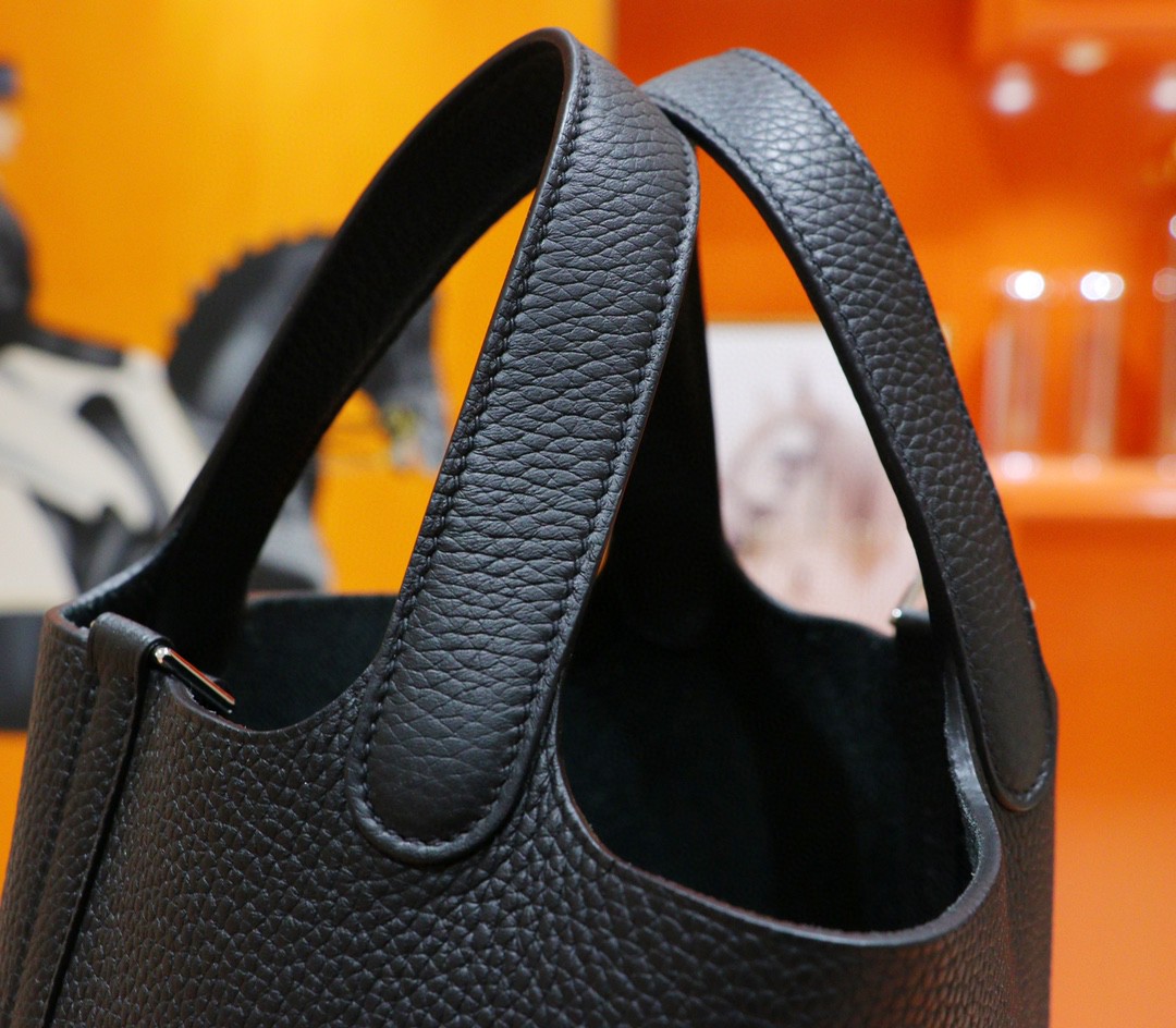 Hermès（爱马仕）Picotin 菜篮子 黑色 Togo 全手缝 小牛皮 银扣 18cm