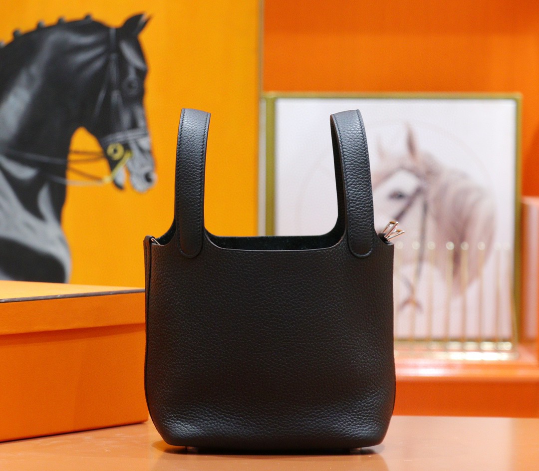 Hermès（爱马仕）Picotin 菜篮子 黑色 Togo 全手缝 小牛皮 银扣 18cm