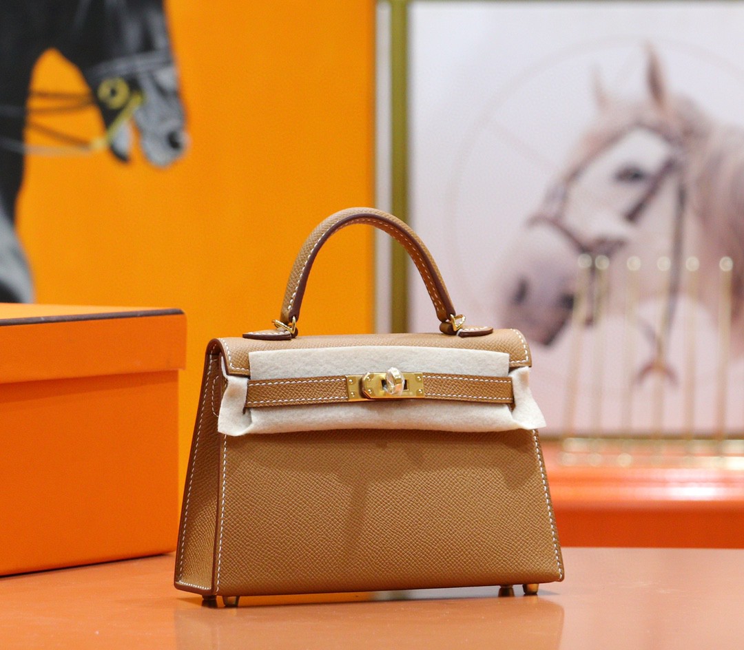 Hermès（爱马仕）Minikelly 迷你凯莉 金棕色 Epsom 全手缝 小牛皮 金扣 2代