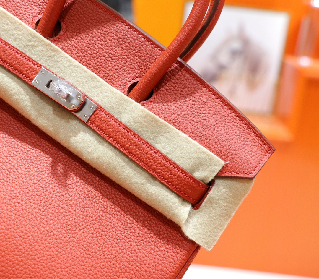 Hermès（爱马仕）Birkin 铂金包 西瓜红 Togo 全手缝 小牛皮 银扣 25cm