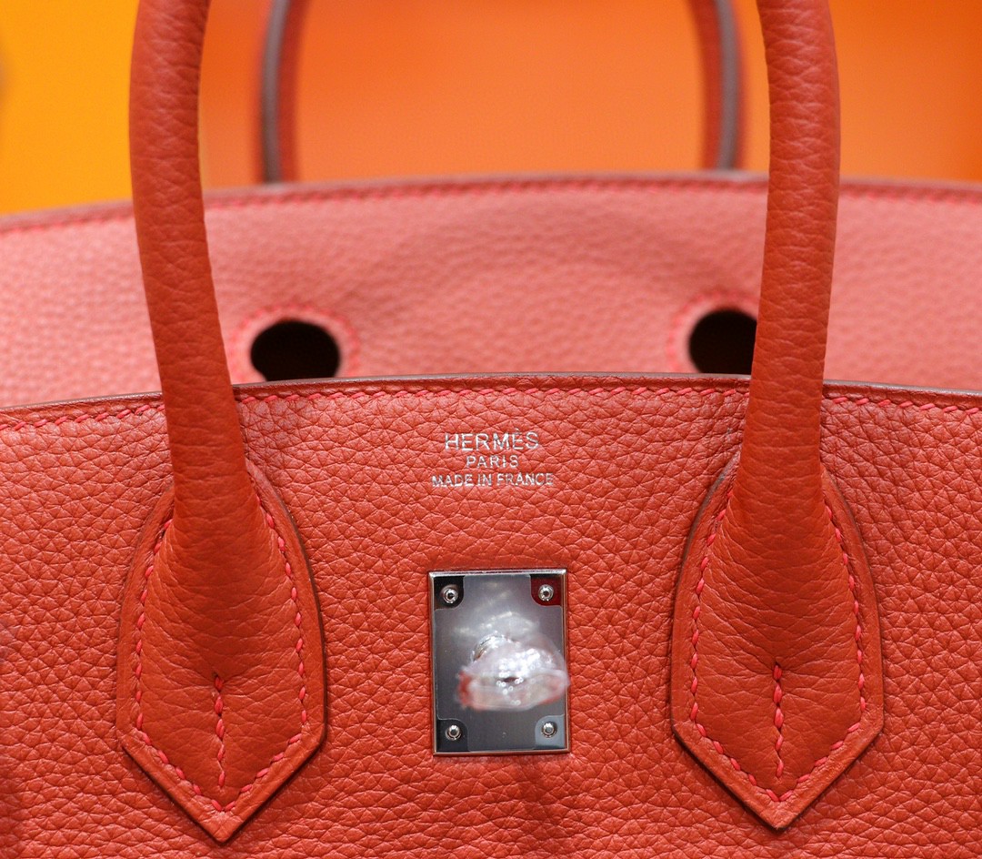 Hermès（爱马仕）Birkin 铂金包 西瓜红 Togo 全手缝 小牛皮 银扣 25cm