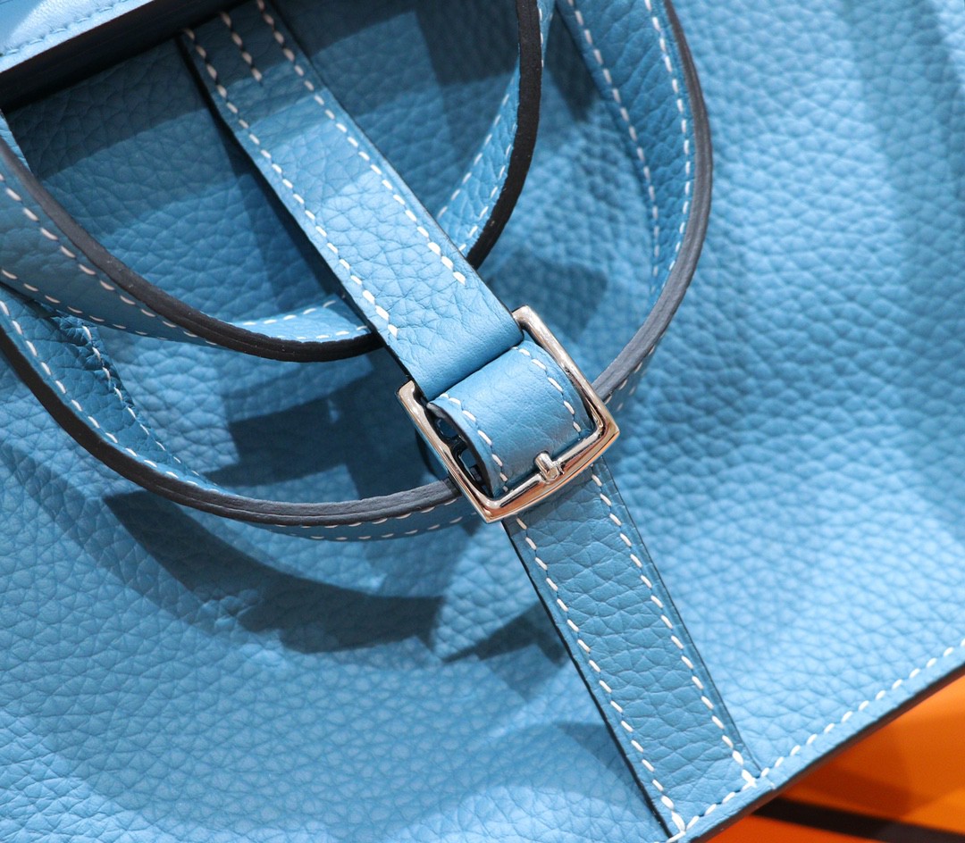 Hermès（爱马仕）Halzan 牛仔蓝 Togo 全手缝 小牛皮 银扣 25cm