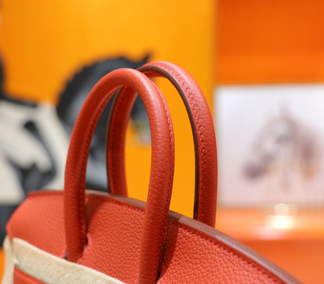 Hermès（爱马仕）Birkin 铂金包 西瓜红 Togo 全手缝 小牛皮 银扣 25cm