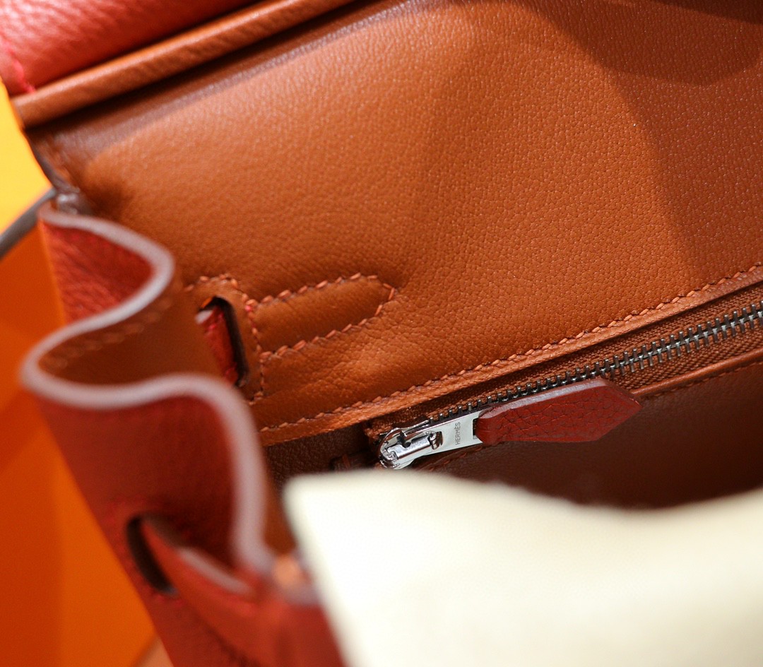 Hermès（爱马仕）Birkin 铂金包 西瓜红 Togo 全手缝 小牛皮 银扣 25cm