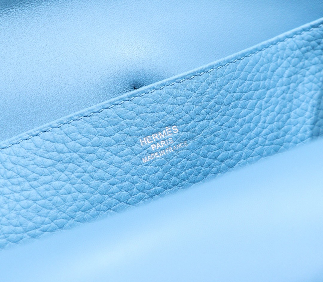 Hermès（爱马仕）Halzan 牛仔蓝 Togo 全手缝 小牛皮 银扣 25cm