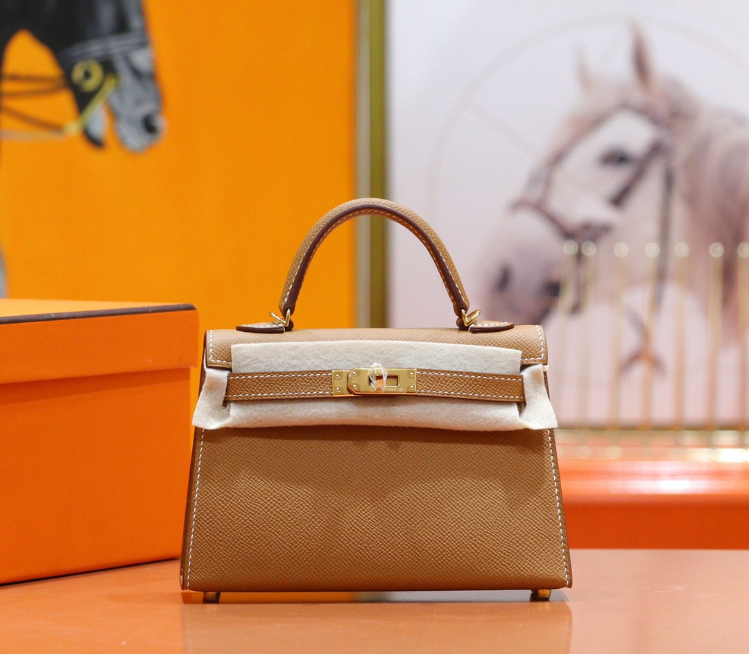 Hermès（爱马仕）Minikelly 迷你凯莉 金棕色 Epsom 全手缝 小牛皮 金扣 2代