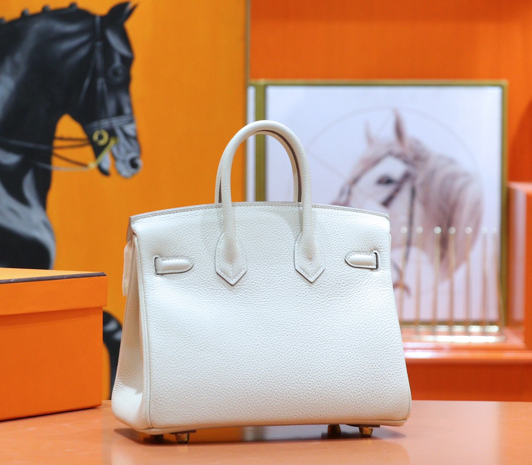 Hermès（爱马仕）Birkin 铂金包 奶昔白 Togo 小牛皮 全手缝 金扣 25cm