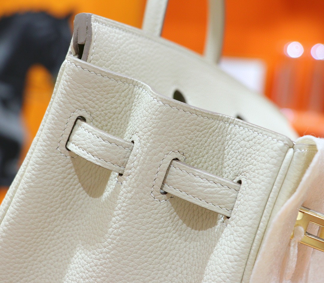 Hermès（爱马仕）Birkin 铂金包 奶昔白 Togo 小牛皮 全手缝 金扣 25cm