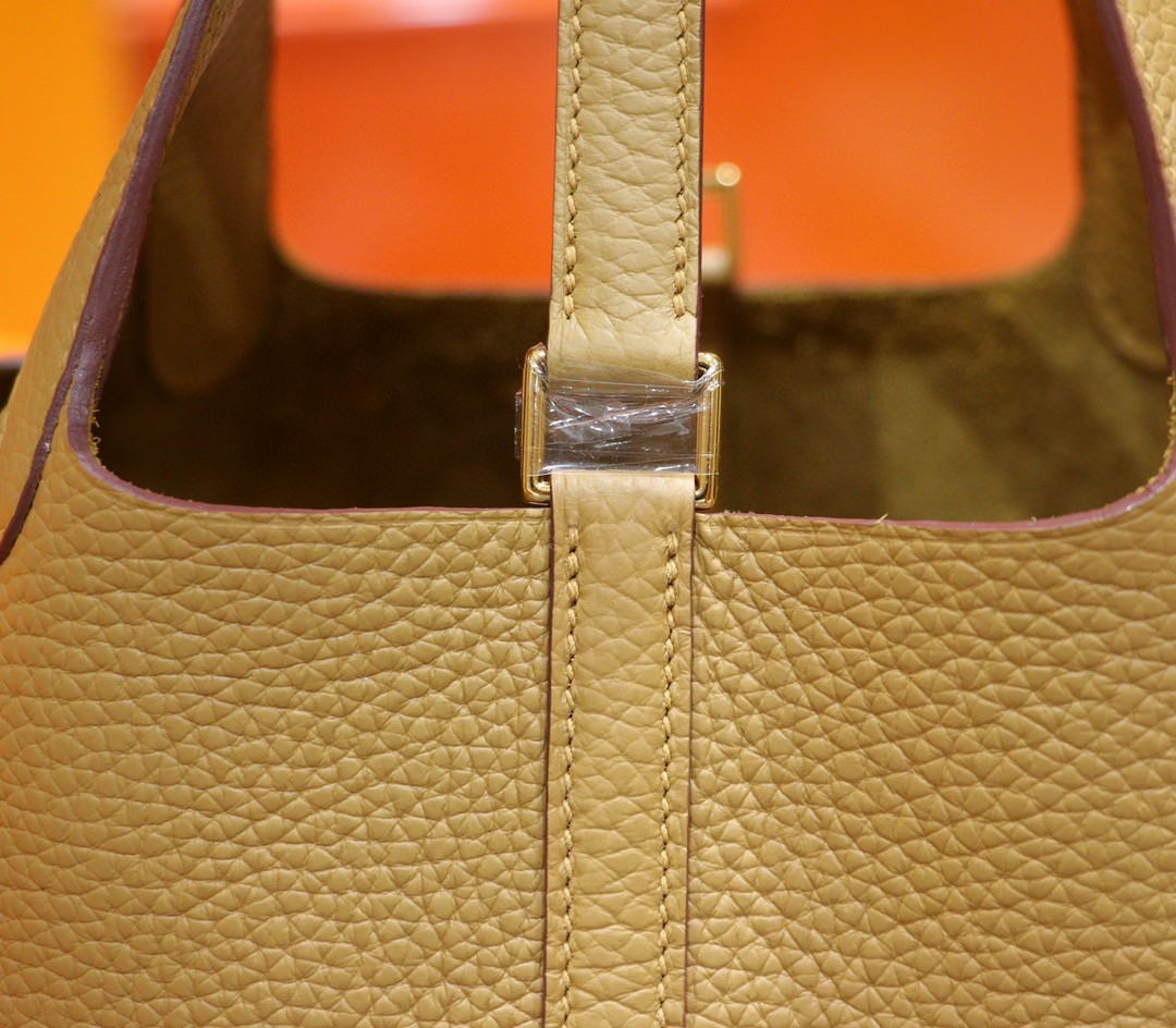 Hermès（爱马仕）Picotin 菜篮子 饼干色 Togo 全手缝 小牛皮 金扣 18cm
