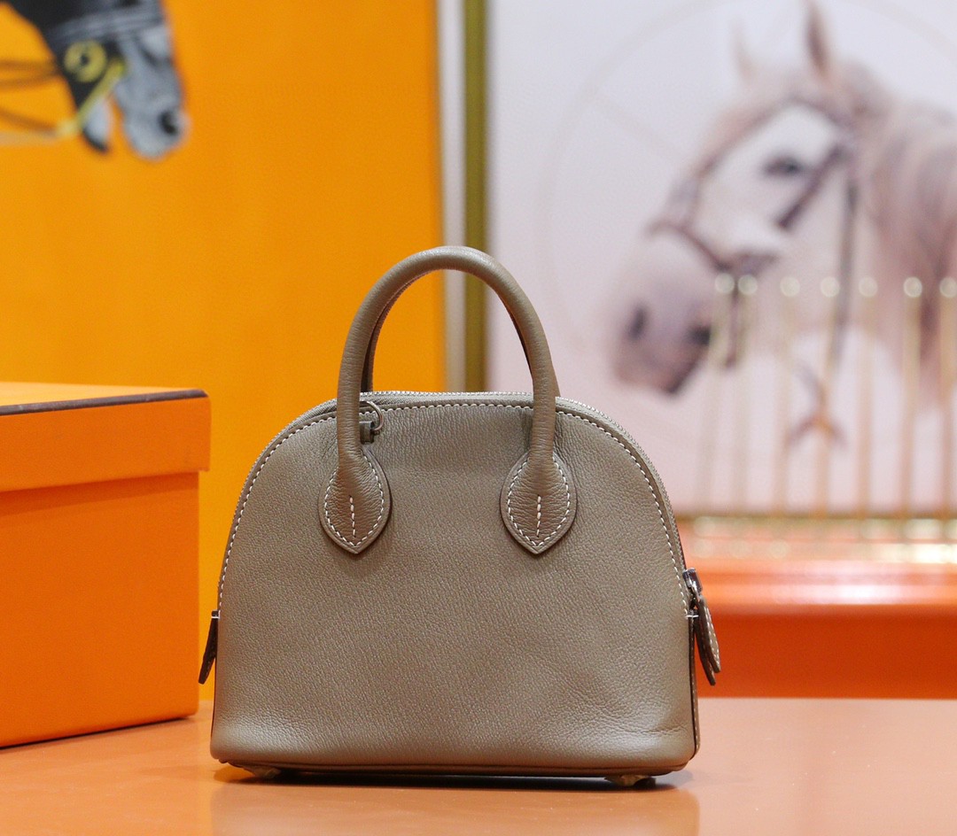 Hermès（爱马仕）mini Bolide 山羊皮 大象灰 全手缝 银扣