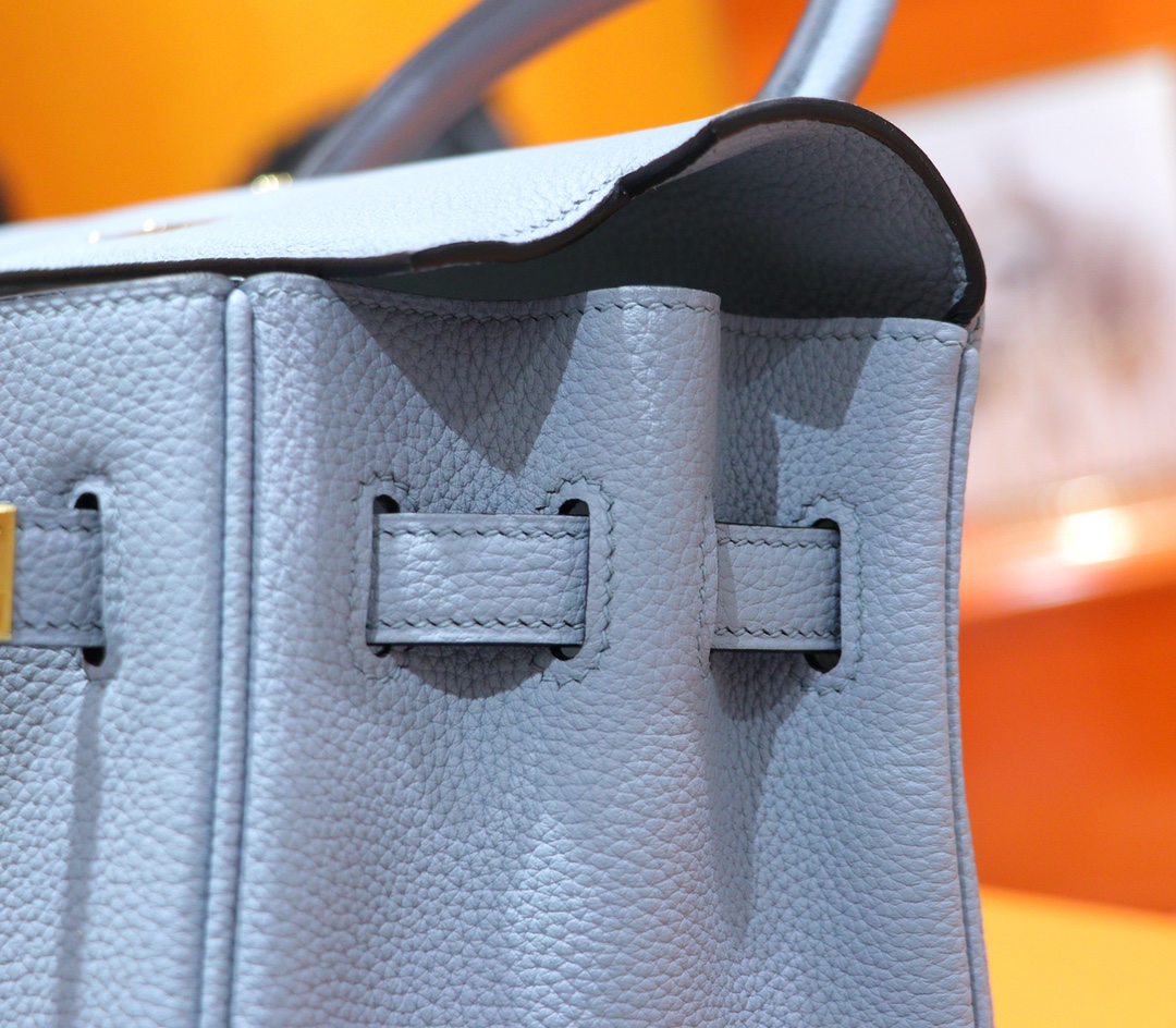 Hermès（爱马仕）Kelly 凯莉包 亚麻蓝 Togo 全手缝 小牛皮 金扣 28cm