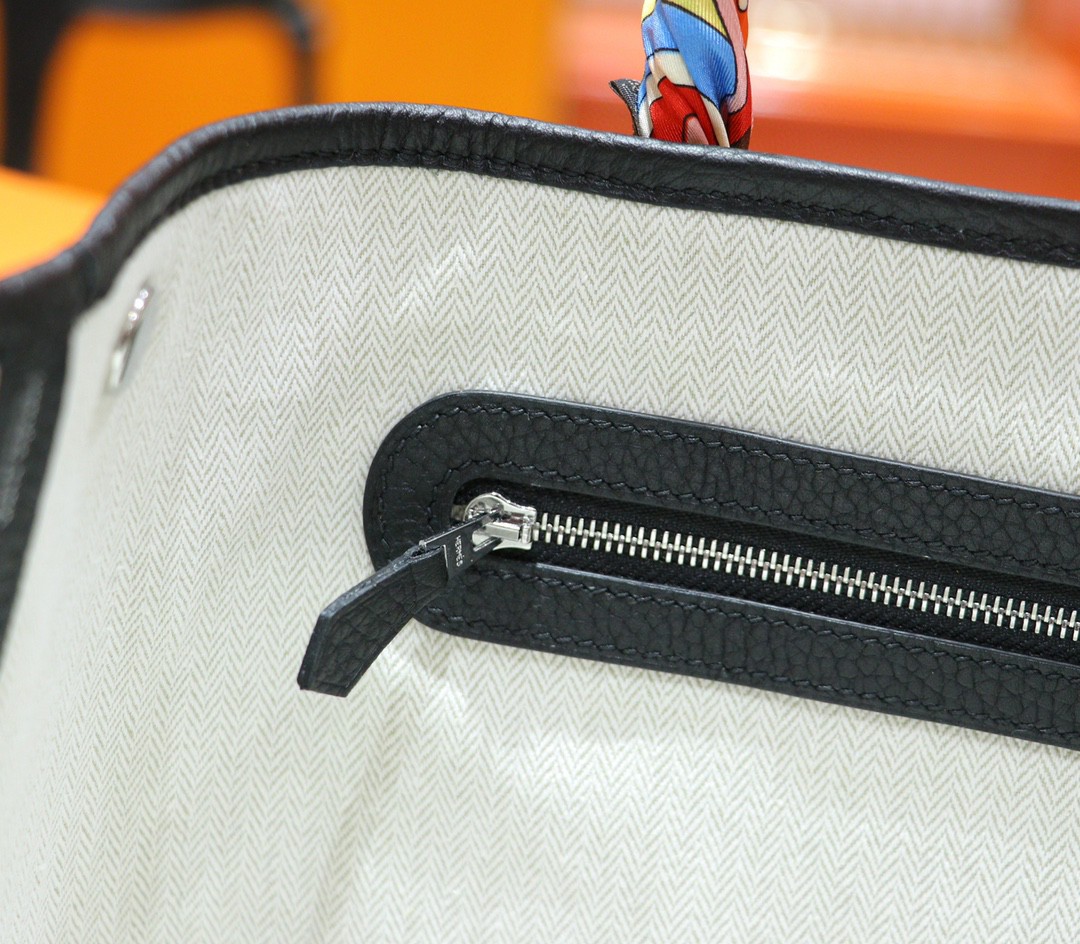 Hermès（爱马仕）Gardenparty 花园包 黑色 Togo 小牛皮 全手缝 银扣 30cm