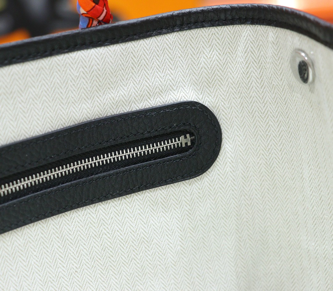 Hermès（爱马仕）Gardenparty 花园包 黑色 Togo 小牛皮 全手缝 银扣 30cm