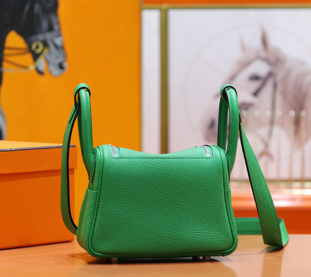 Hermès（爱马仕）Mini Lindy 迷你琳迪 竹子绿 Togo 小牛皮 全手缝 银扣 20cm