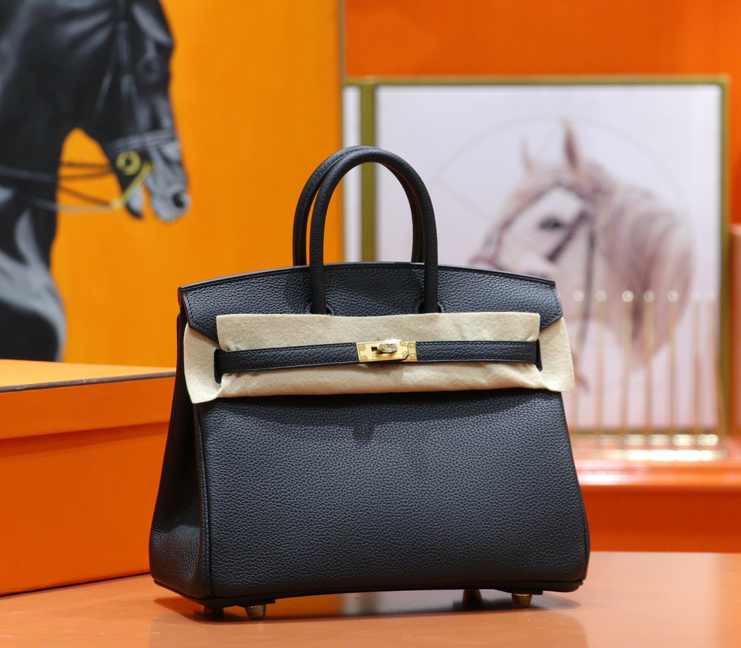 Hermès（爱马仕）Birkin 铂金包 黑色 Togo 全手缝 小牛皮 金扣 25cm
