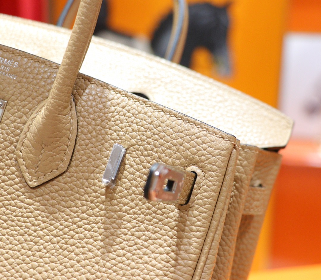 Hermès（爱马仕）Birkin 铂金包 芝麻色 Togo 小牛皮 全手缝 银扣 25cm