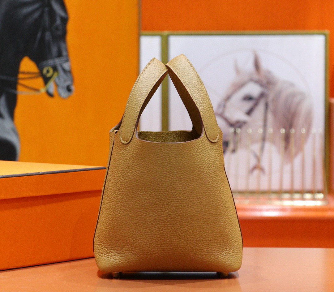 Hermès（爱马仕）Picotin 菜篮子 饼干色 Togo 全手缝 小牛皮 金扣 18cm
