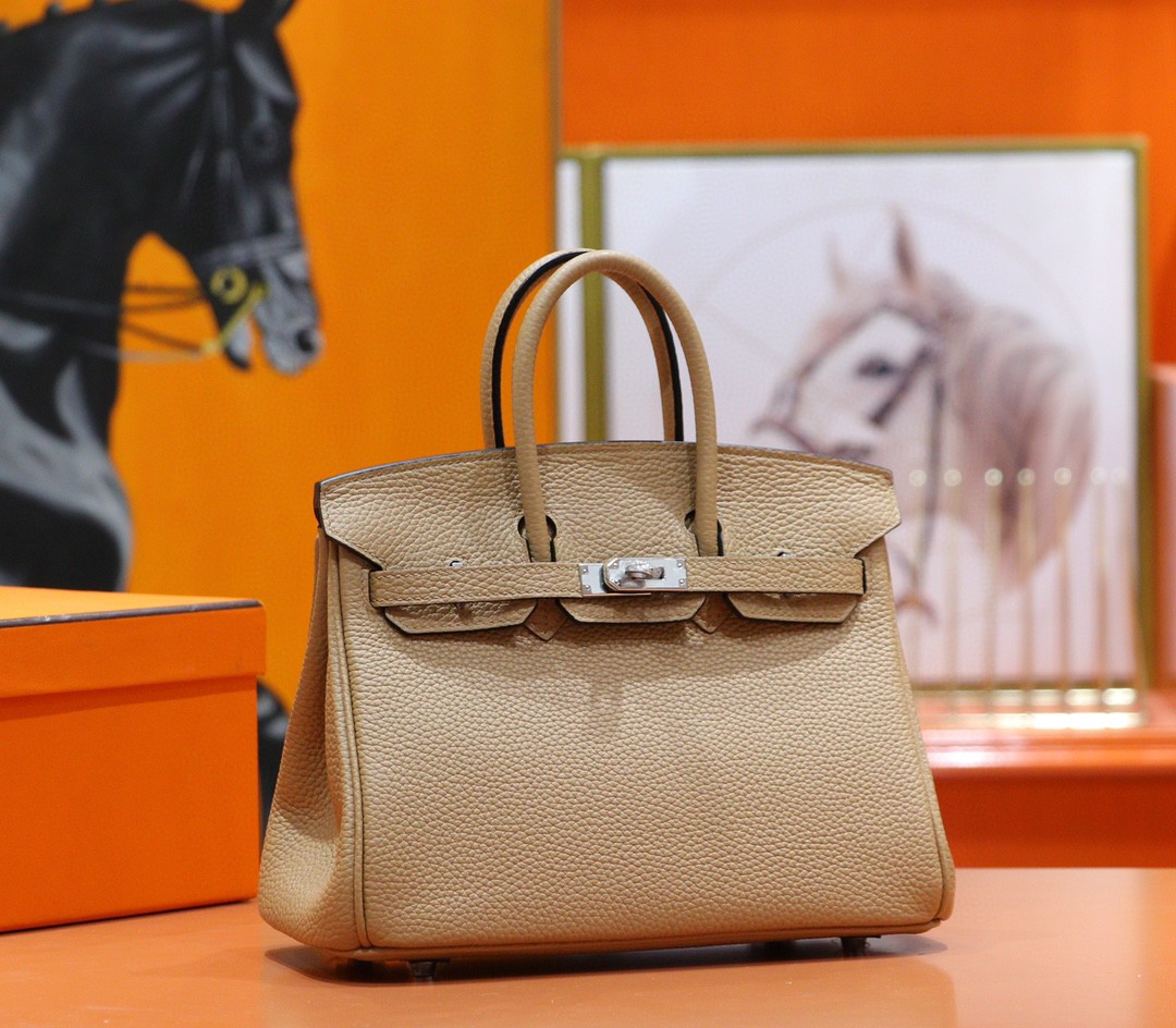 Hermès（爱马仕）Birkin 铂金包 芝麻色 Togo 小牛皮 全手缝 银扣 25cm