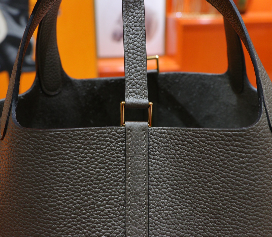 Hermès（爱马仕）Picotin 菜篮子 锡器灰 Togo 小牛皮 全手缝 金扣 22cm