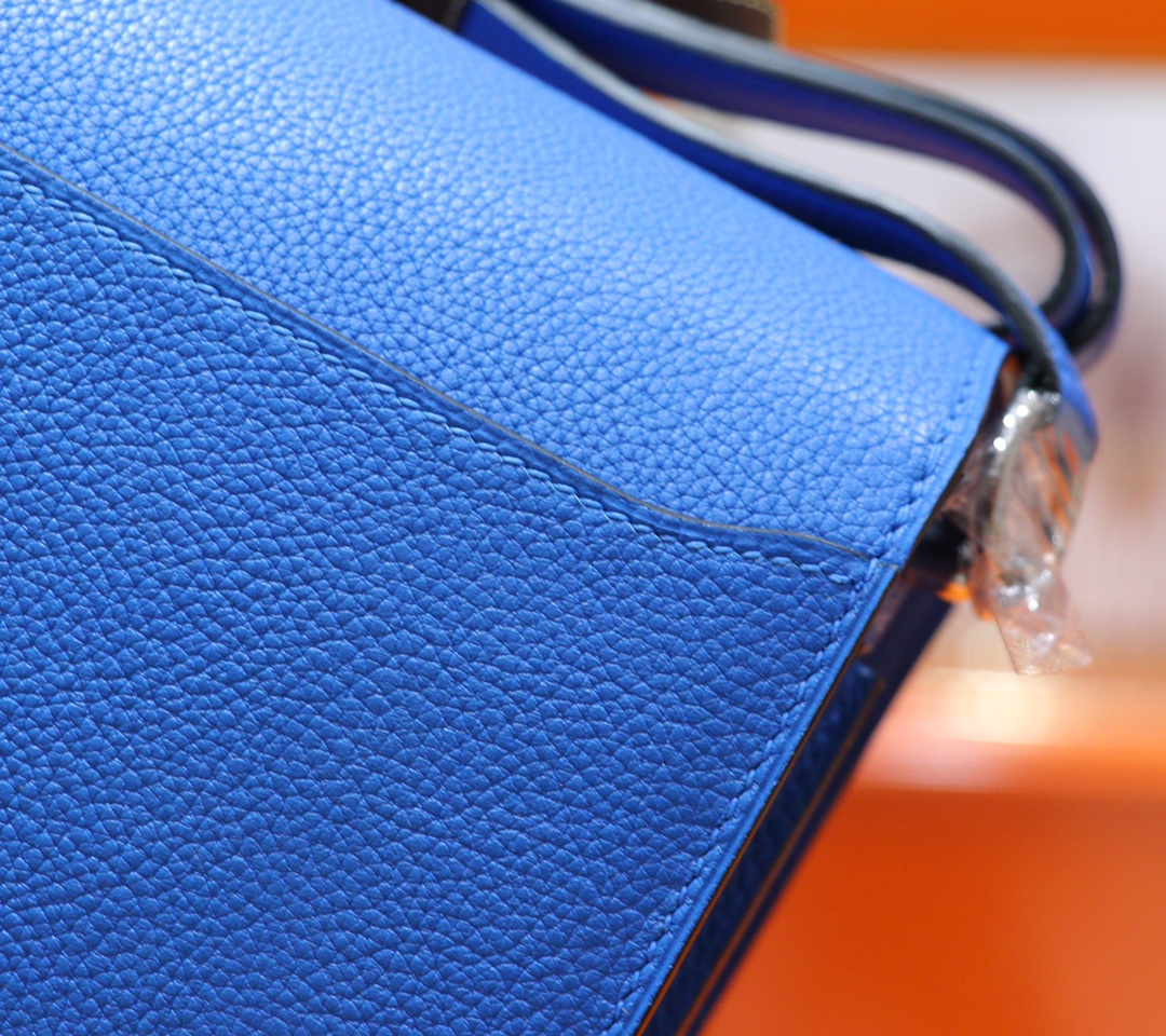 Hermès（爱马仕）Roulis 猪鼻子 希腊蓝 Evercolor 小牛皮 全手缝 银扣 19cm