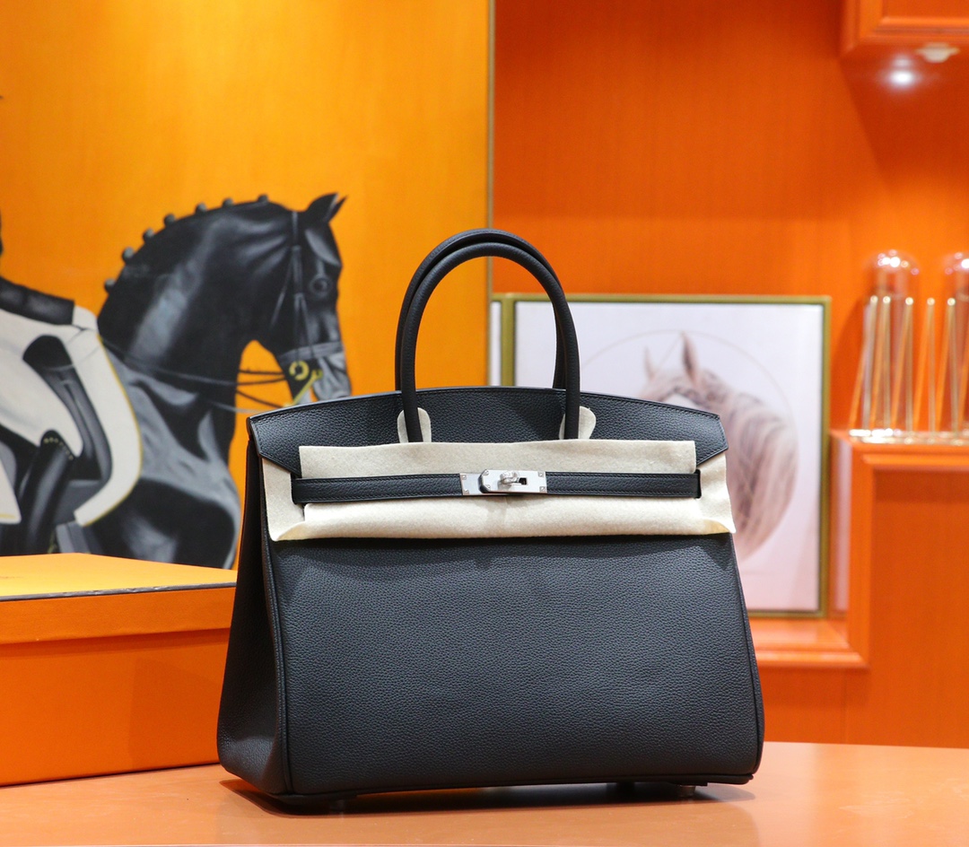 Hermès（爱马仕）Birkin 铂金包 黑色 Togo 小牛皮 全手缝 银扣 35cm