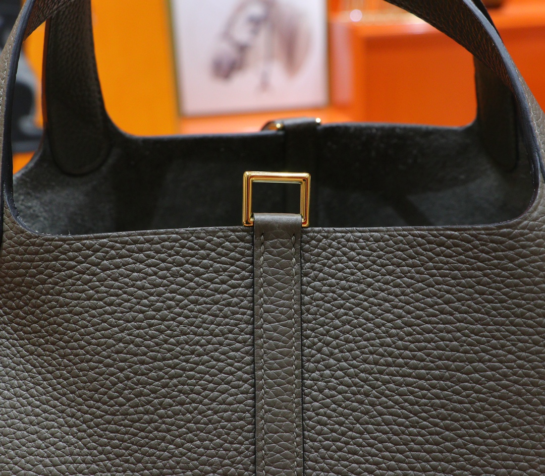Hermès（爱马仕）Picotin 菜篮子 锡器灰 Togo 小牛皮 全手缝 金扣 22cm