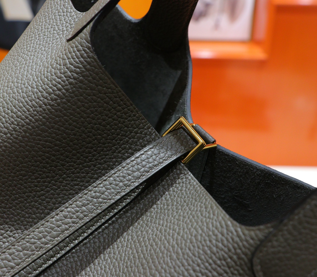 Hermès（爱马仕）Picotin 菜篮子 锡器灰 Togo 小牛皮 全手缝 金扣 22cm