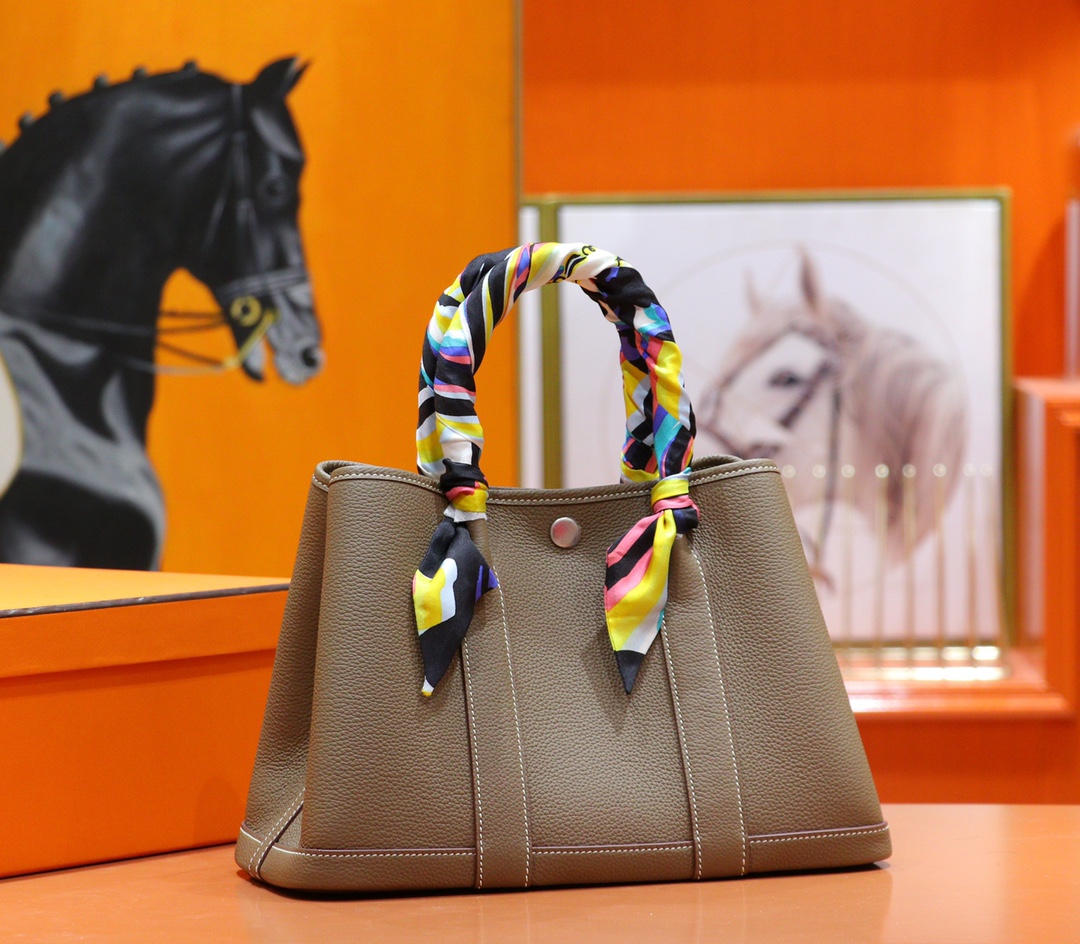 Hermès（爱马仕）Gardenparty 花园包 大象灰 Togo 小牛皮 全手缝 银扣 30cm