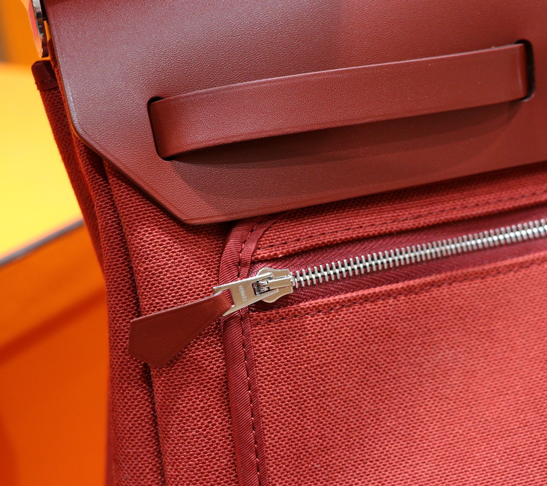 Hermès（爱马仕）Herbag 红色 原版帆布 拼 原厂皮 最高版本 银扣 31cm