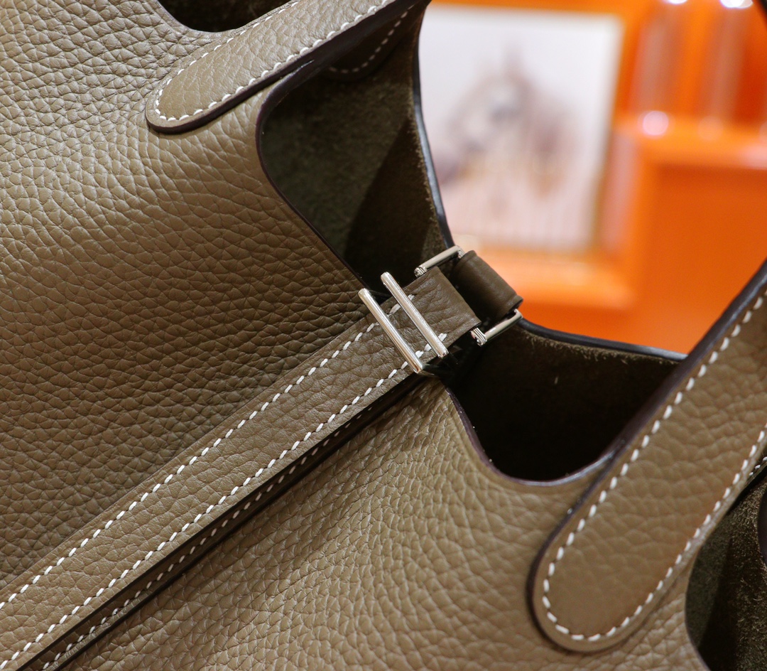 Hermès（爱马仕）Picotin 菜篮子 大象灰 Togo 小牛皮 全手缝 银扣 18cm