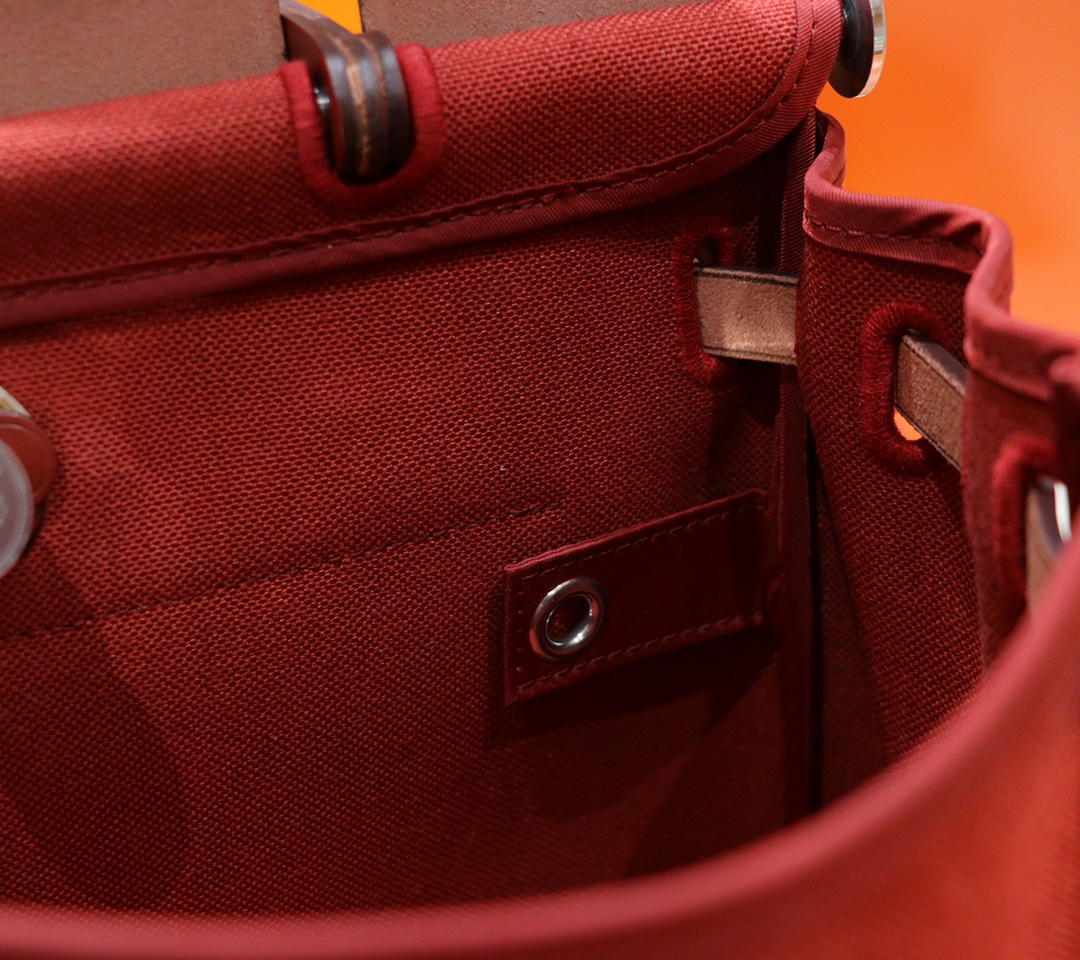 Hermès（爱马仕）Herbag 红色 原版帆布 拼 原厂皮 最高版本 银扣 31cm