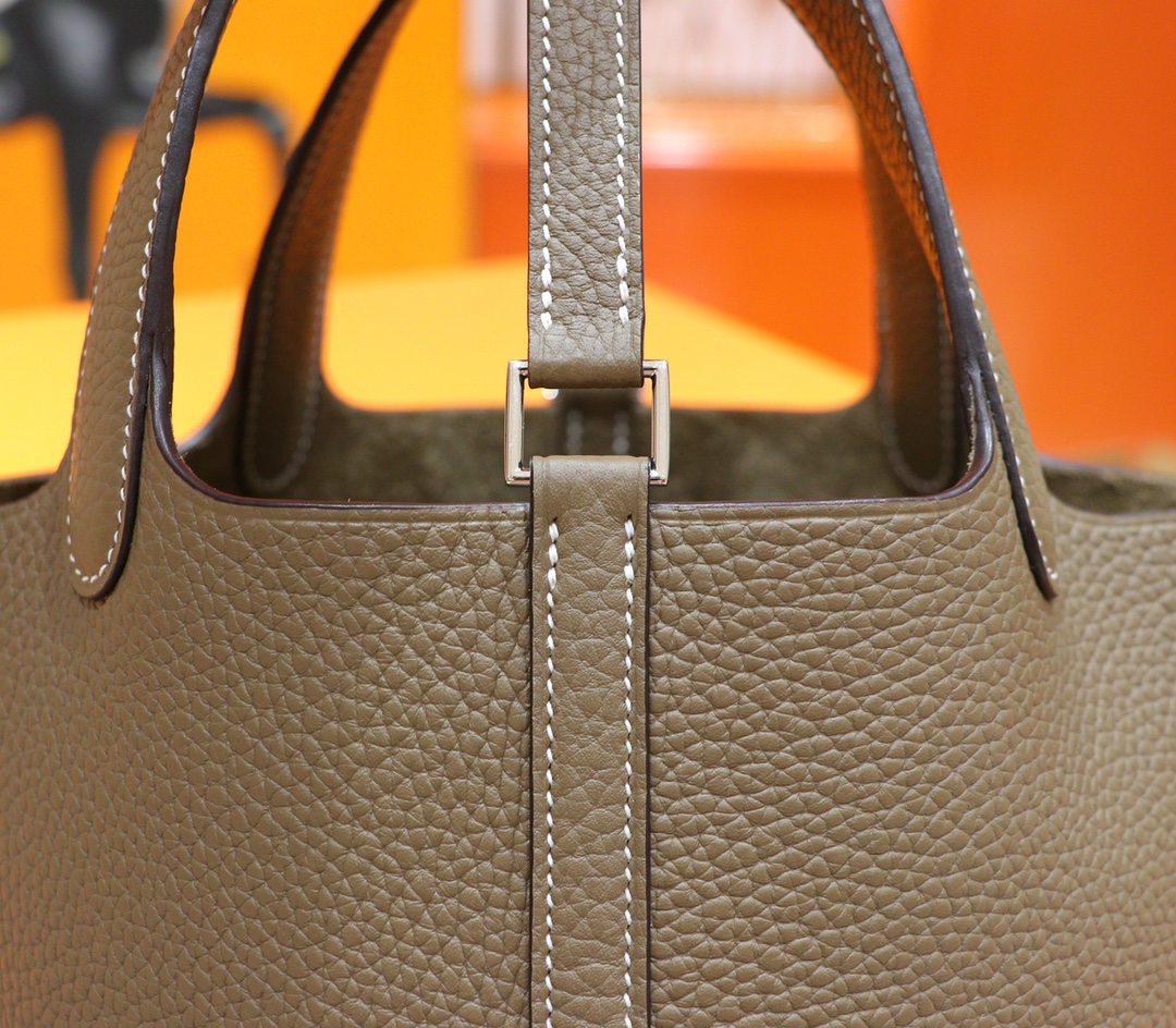Hermès（爱马仕）Picotin 菜篮子 大象灰 Togo 小牛皮 全手缝 银扣 18cm