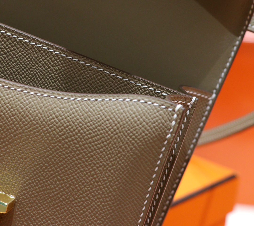 Hermès（爱马仕）Constance 空姐包 大象灰 Epsom 小牛皮 全手缝 金扣 19cm