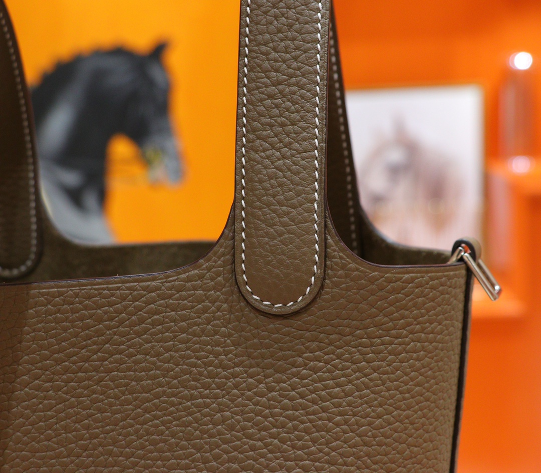 Hermès（爱马仕）Picotin 菜篮子 大象灰 Togo 小牛皮 全手缝 银扣 18cm