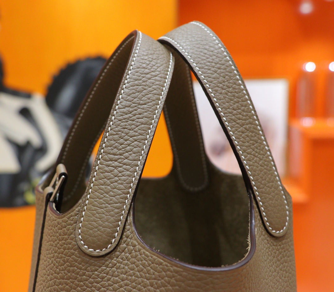 Hermès（爱马仕）Picotin 菜篮子 大象灰 Togo 小牛皮 全手缝 银扣 18cm