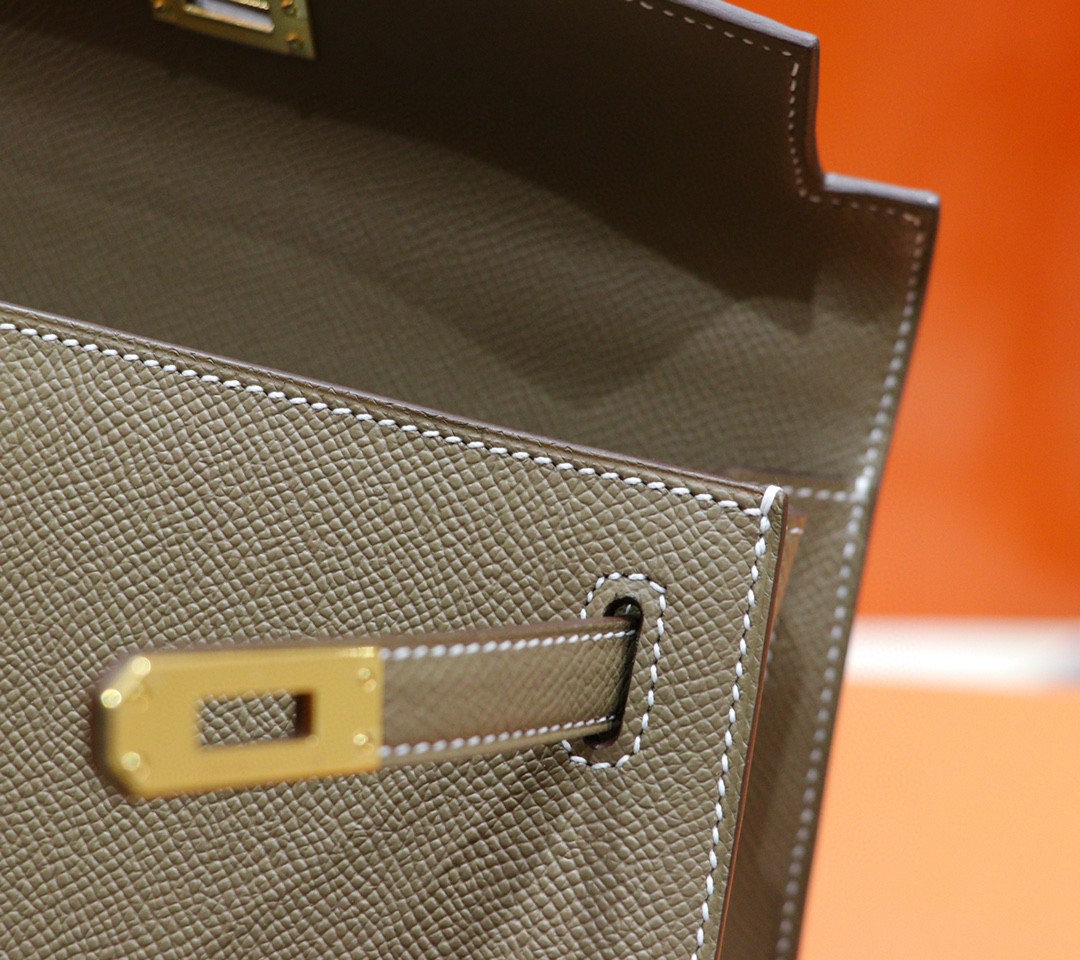 Hermès（爱马仕）Kelly 凯莉包 大象灰 Epsom 小牛皮 全手缝 金扣 25cm