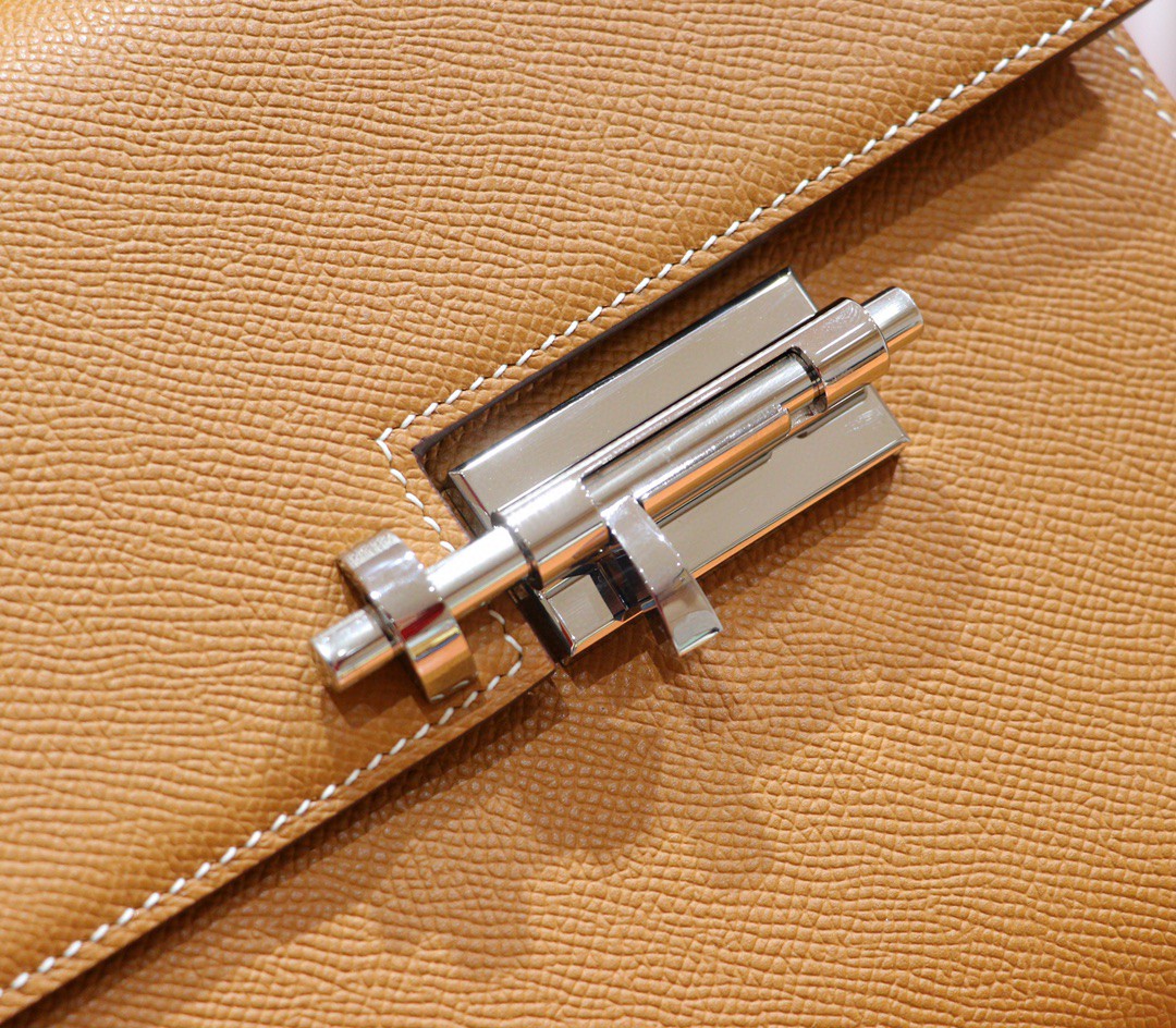 Hermès（爱马仕）Verrou 机枪包 金棕色 Epsom 全手缝 小牛皮 银扣 21cm
