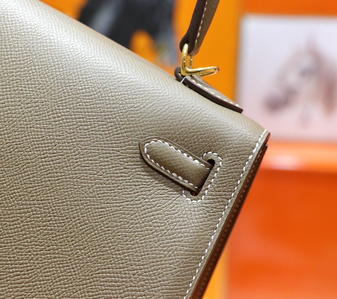 Hermès（爱马仕）Kelly 凯莉包 大象灰 Epsom 小牛皮 全手缝 金扣 25cm