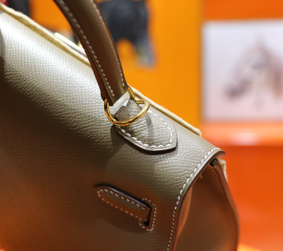 Hermès（爱马仕）Kelly 凯莉包 大象灰 Epsom 小牛皮 全手缝 金扣 25cm